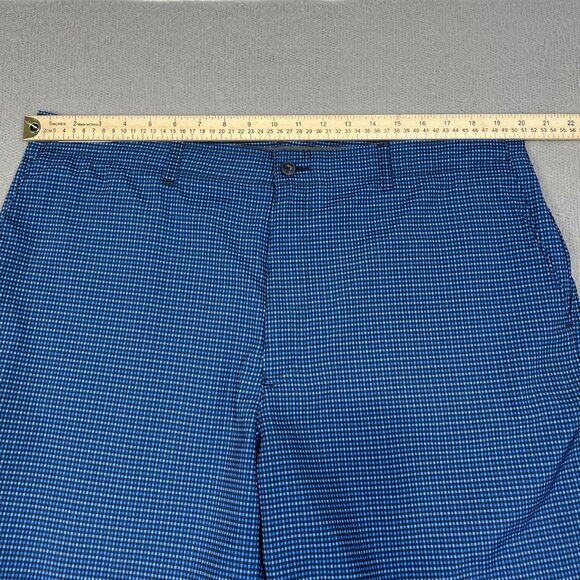 Ben Hogan Shorts Chino Mens Blue Plaid Check Golf Stretch Flat Front Size 38 - Picture 5 of 10